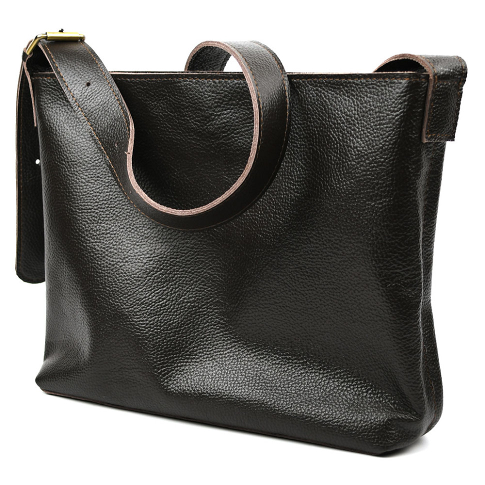Leather shopper bag made of brown flotar TARWA FC-shop-4lx