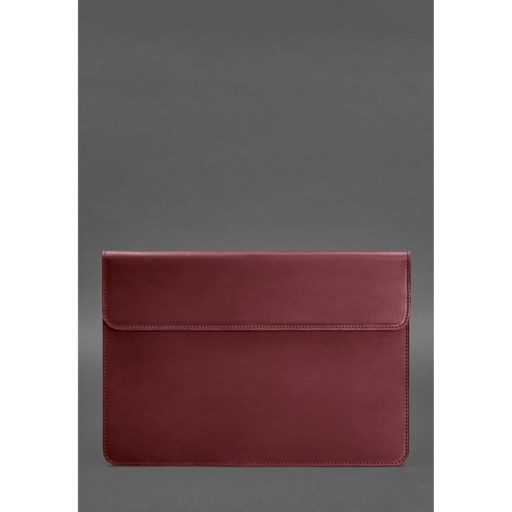 Шкіряний чохол-конверт на магнітах для MacBook 13 Бордовий Crazy Horse