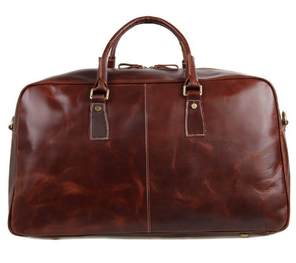 Large comfortable leather travel bag 7156LB (markdown, scratched bottom)