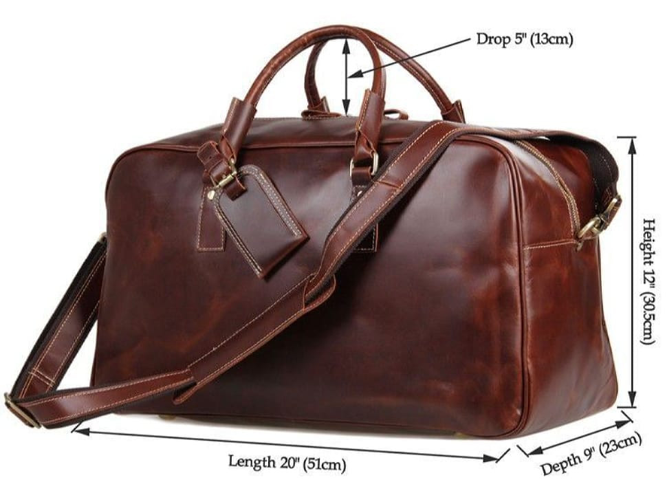 Large comfortable leather travel bag 7156LB (markdown, scratched bottom)