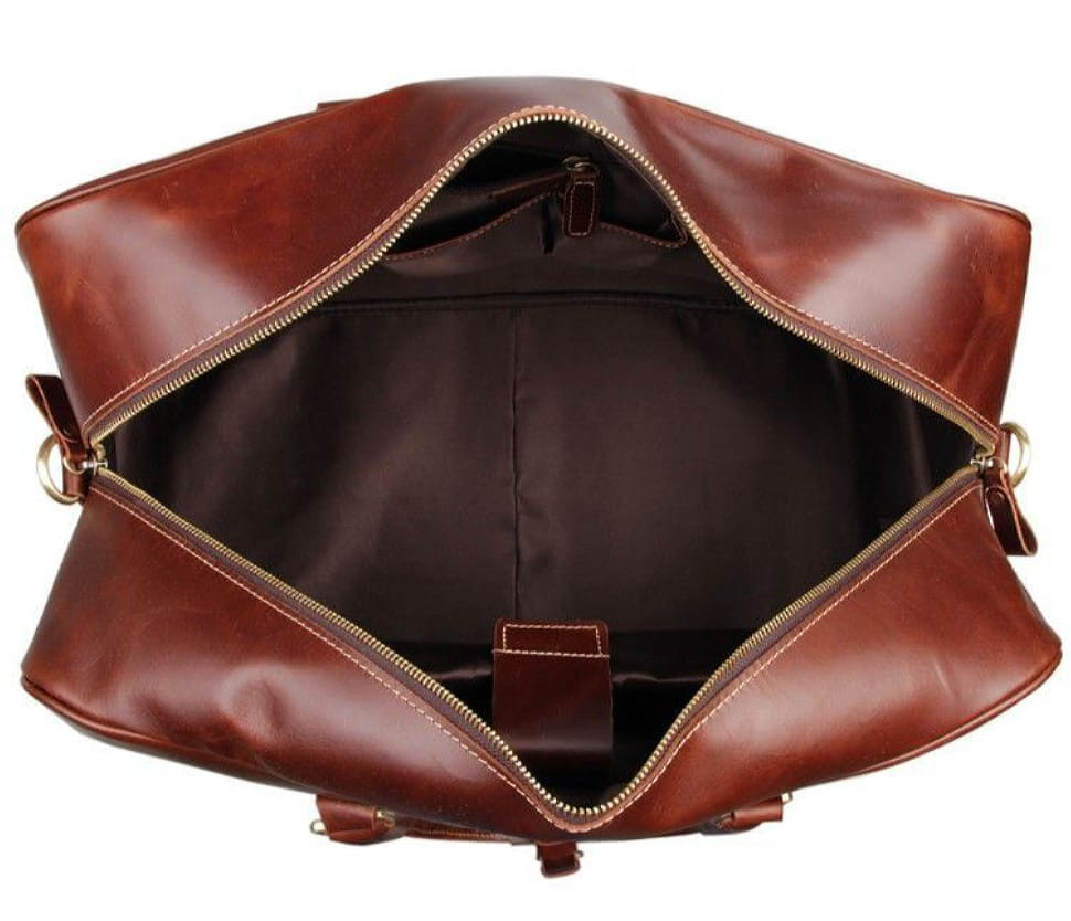 Large comfortable leather travel bag 7156LB (markdown, scratched bottom)