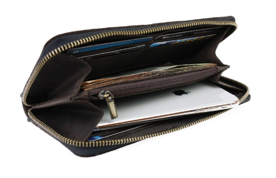 Гаманець жіночий шкіряний клатч великий travel SULLIVAN kgb88-1(19.5) коричневий