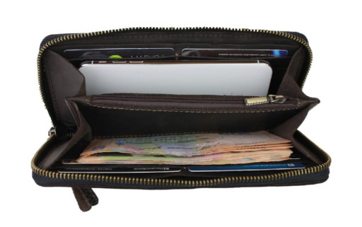 Гаманець жіночий шкіряний клатч великий travel SULLIVAN kgb88-1(19.5) коричневий