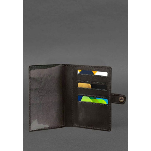 Шкіряна обкладинка-портмоне для військового квитка 15.0 темно-коричнева