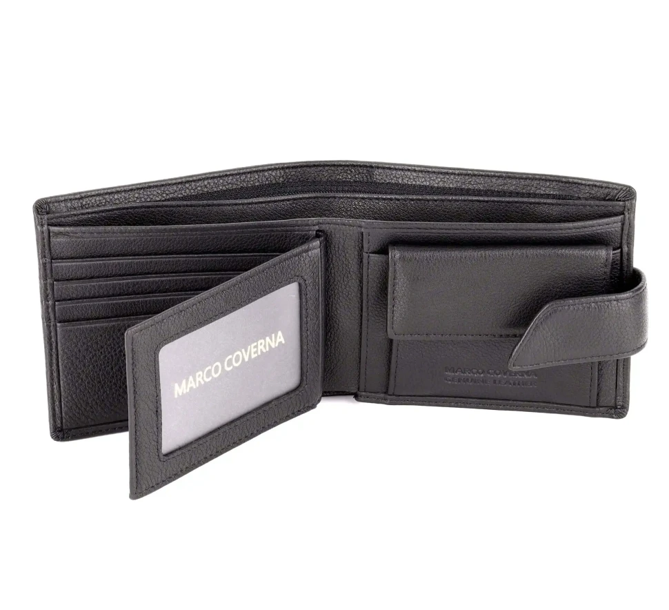 Стильный мужской кожаный кошелёк Marco Coverna B005-802 Black