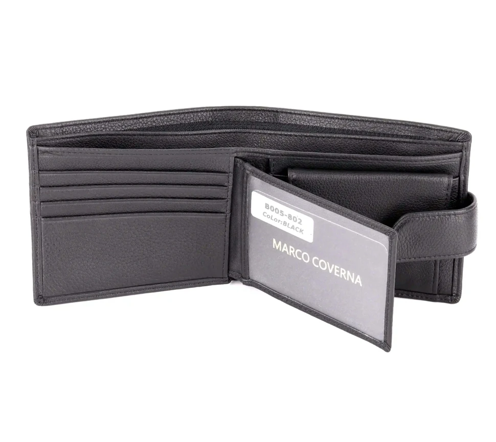 Стильный мужской кожаный кошелёк Marco Coverna B005-802 Black