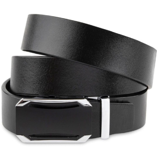 Чоловічий ремень з чорною вставкою на пряжці Vintage 20255 Чорний