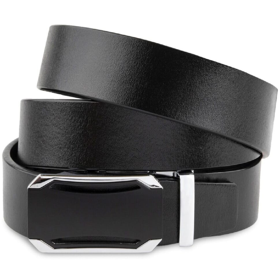 Чоловічий ремень з чорною вставкою на пряжці Vintage 20255 Чорний