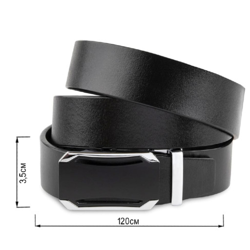 Чоловічий ремень з чорною вставкою на пряжці Vintage 20255 Чорний