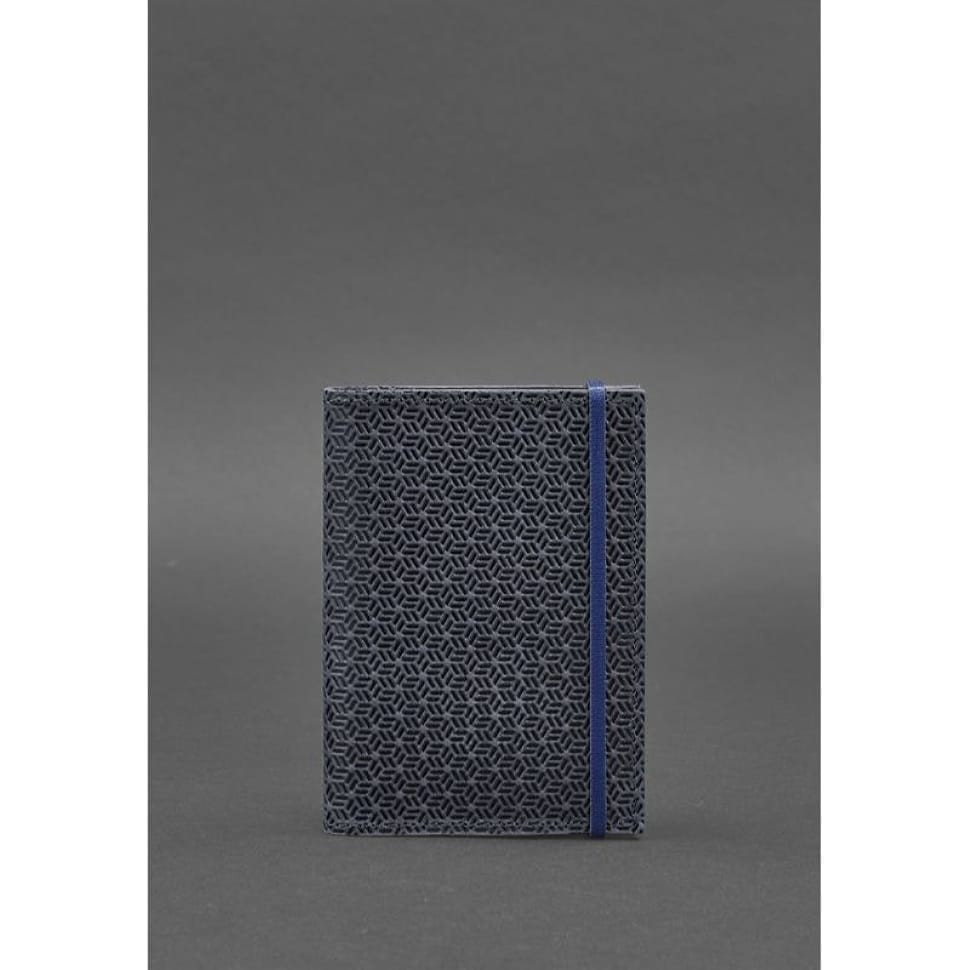 Шкіряна обкладинка для паспорта 2.0 Карбон синя