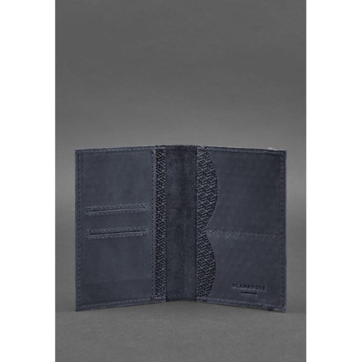 Шкіряна обкладинка для паспорта 2.0 Карбон синя