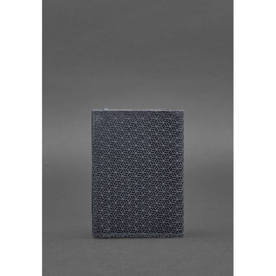 Шкіряна обкладинка для паспорта 2.0 Карбон синя