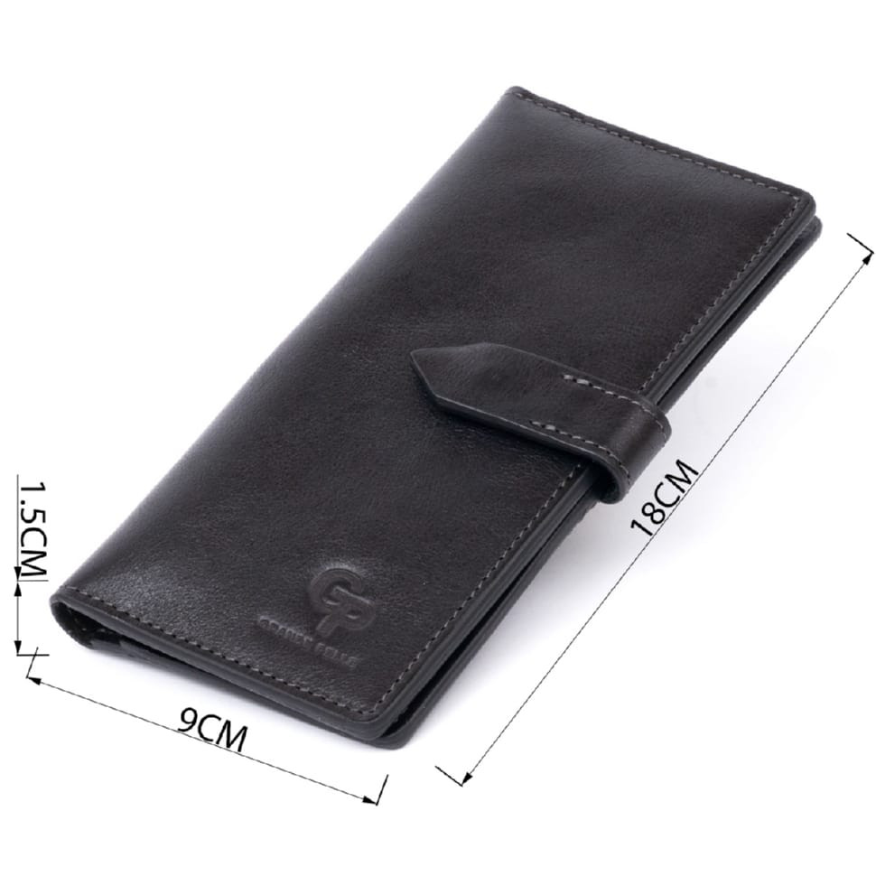 Вертикальний гаманець глянцевий Anet на кнопці GRANDE PELLE 11324 Чорний