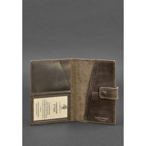 Шкіряна обкладинка для паспорта 5.0 (з віконцем) темно-коричнева