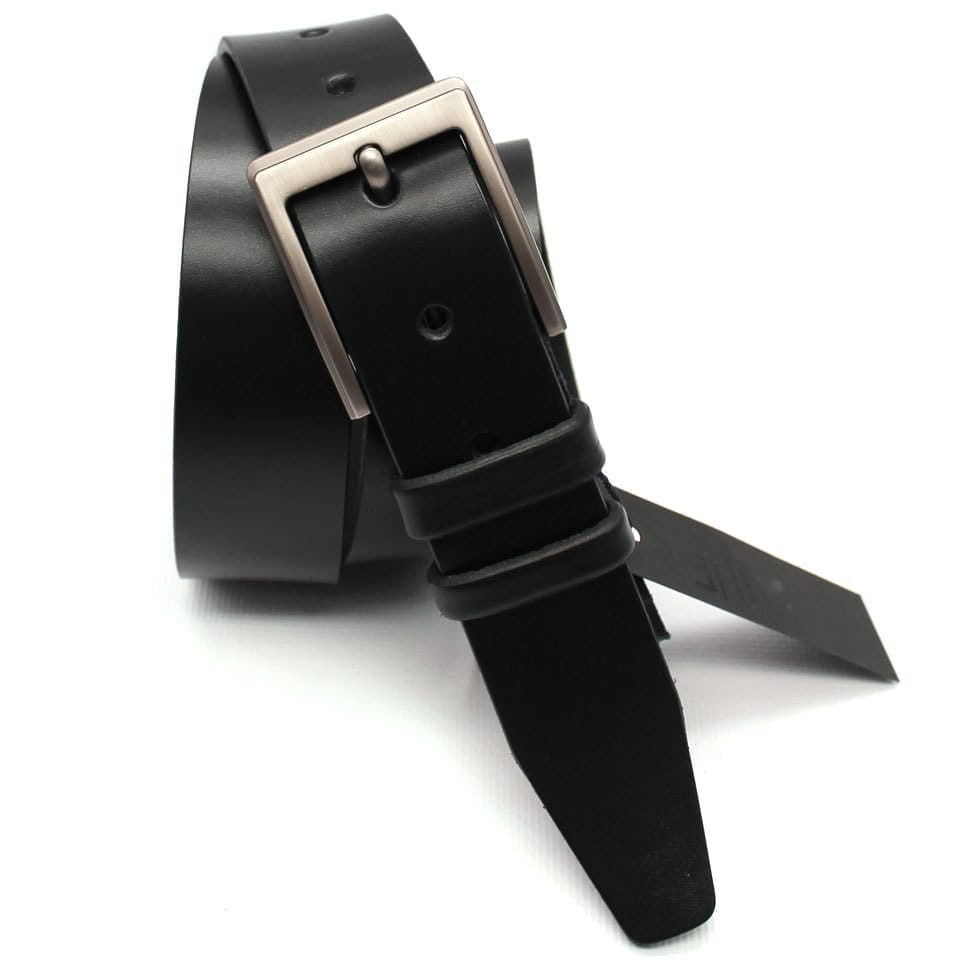 Шкіряний чорний ремінь гладкий TARWA A14077-10 ширина 4см