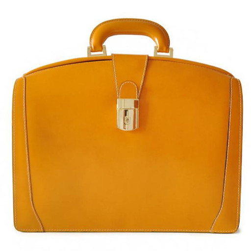 Pratesi RSE120/37 - Brunelleschi Medium Briefcase in cow leather Radica Mustard