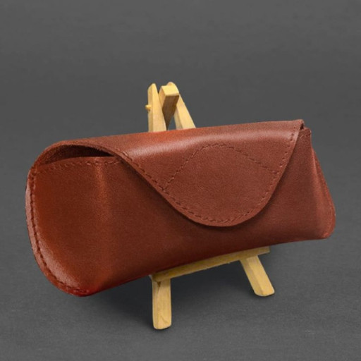 Шкіряний чохол для окулярів із клапаном на магніті Світло-коричневий Краст