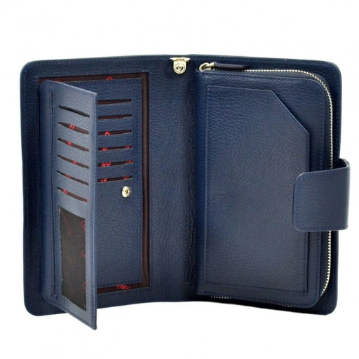 Барсетка кистьова шкіряна DESISAN 544-315 синій флотар