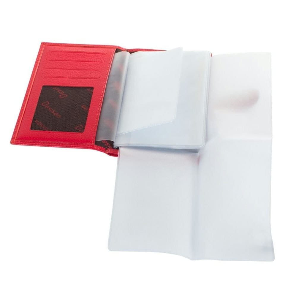 Обкладинка авто+паспорт шкіряна Desisan 102-4 червоний флотар