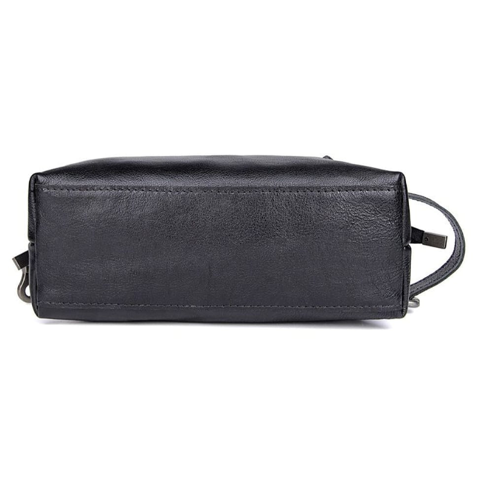 Шкіряний несесер, косметичка, чорний органайзер John McDee C014A