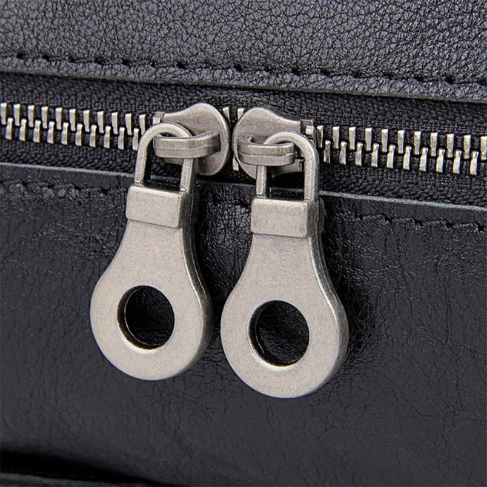 Шкіряний несесер, косметичка, чорний органайзер John McDee C014A