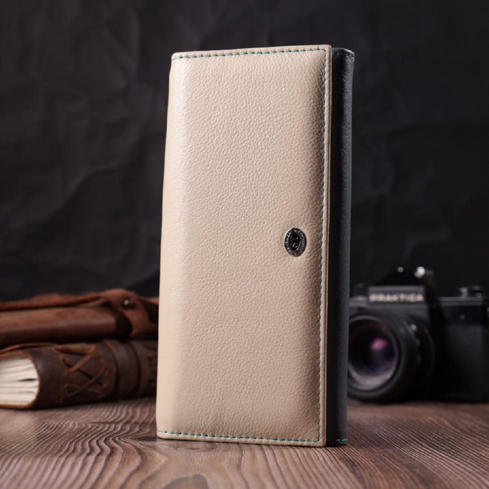 Практичный кошелек для стильных женщин из натуральной кожи ST Leather 22519 Разноцветный