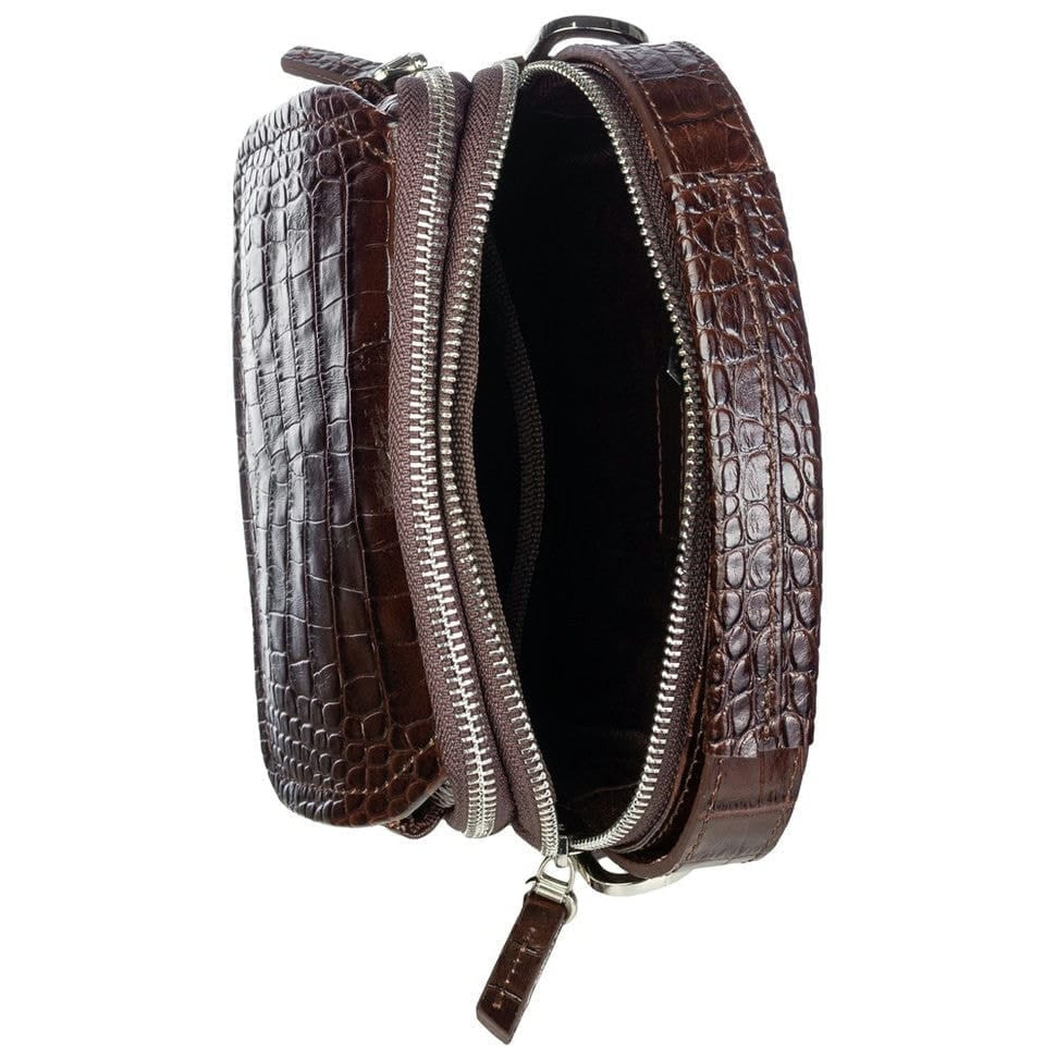 Барсетка м'яка шкіряна BOND 1247-355 коричневий кроко