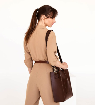 Leather Tote Bag for Women - The Republic -  Chocolate Brown color -  Time Resistance 5223701