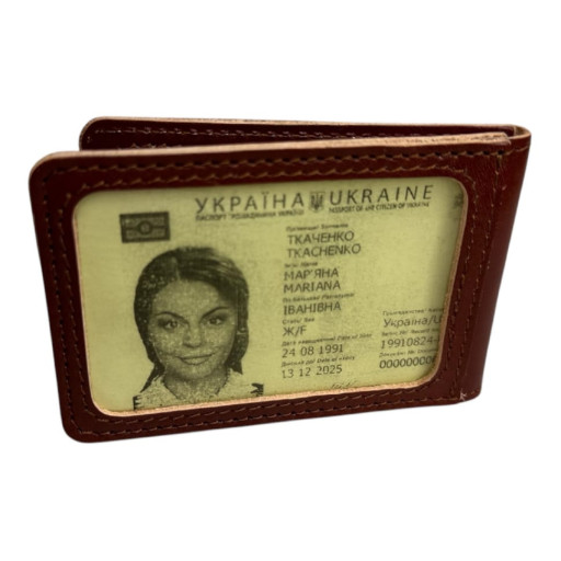 Кожаная обложка для прав и техпаспорта с двумя прозрачными окнами Newery N2016GKK