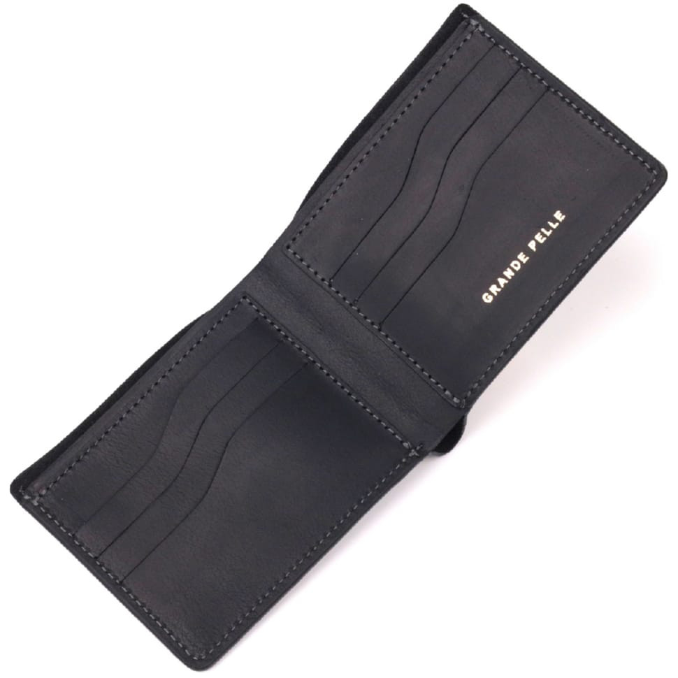 Практичний шкіряний гаманець у дві додавання Серце GRANDE PELLE 16753 Чорний