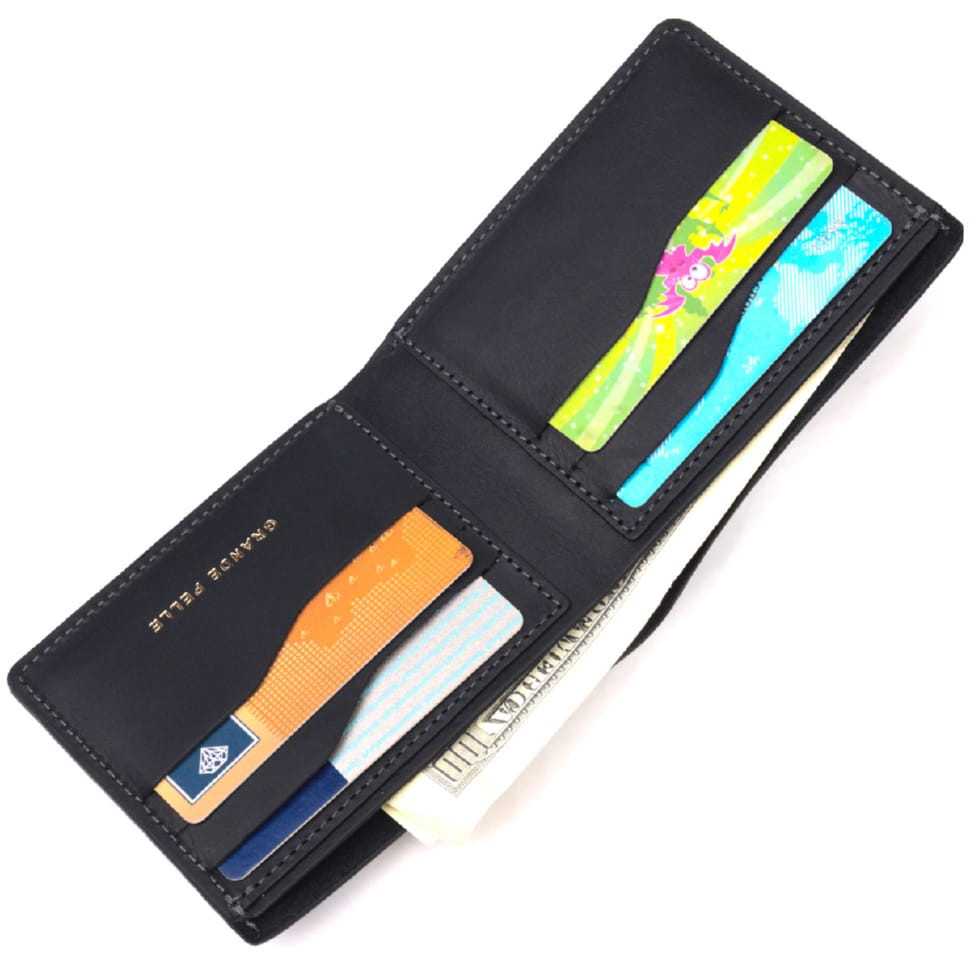 Практичний шкіряний гаманець у дві додавання Серце GRANDE PELLE 16753 Чорний