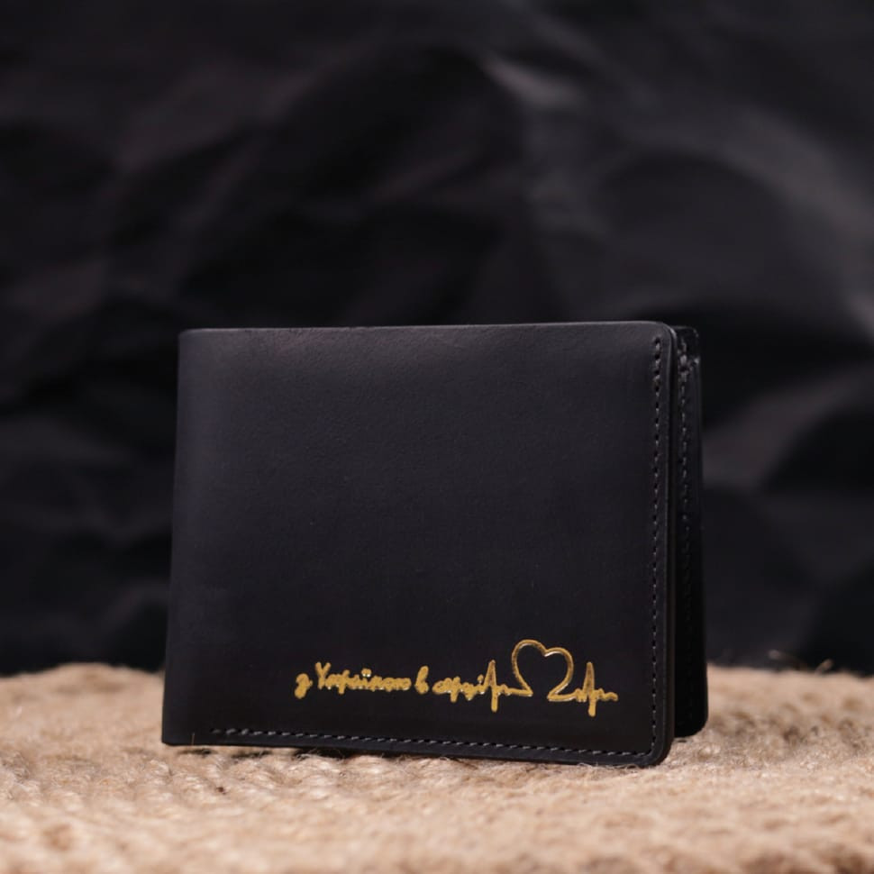 Практичний шкіряний гаманець у дві додавання Серце GRANDE PELLE 16753 Чорний