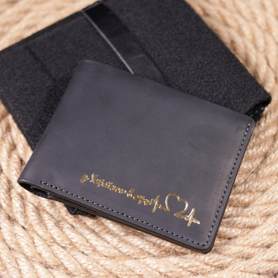 Практичний шкіряний гаманець у дві додавання Серце GRANDE PELLE 16753 Чорний