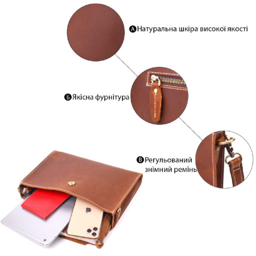 Вінтажна сумка жіноча з натуральної шкіри 21301 Vintage Коричнева