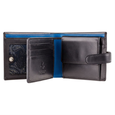 Men's wallet Visconti PM102 Leonardo with RFID (Black Blue)