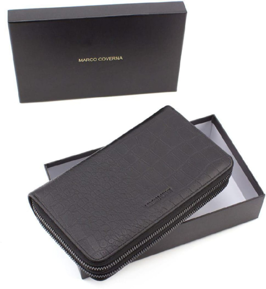 Чоловічий шкіряний клатч із тисненням під рептилію Marco Coverna 17431 5902B (JP) black