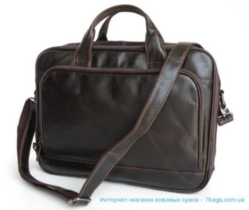 Чоловіча функціональна шкіряна сумка темна