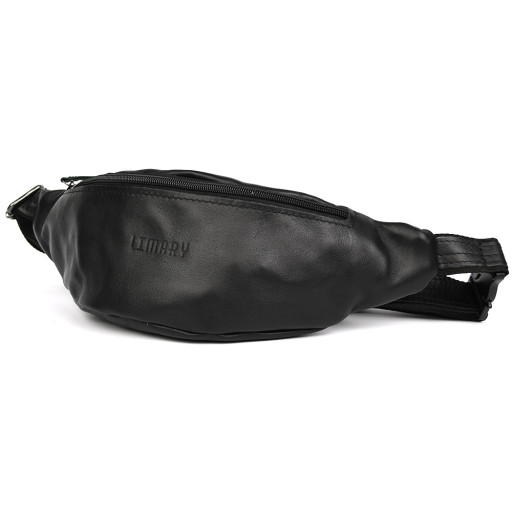 Шкіряна сумка на пояс бананка LIMARY Lim-035GA чорна