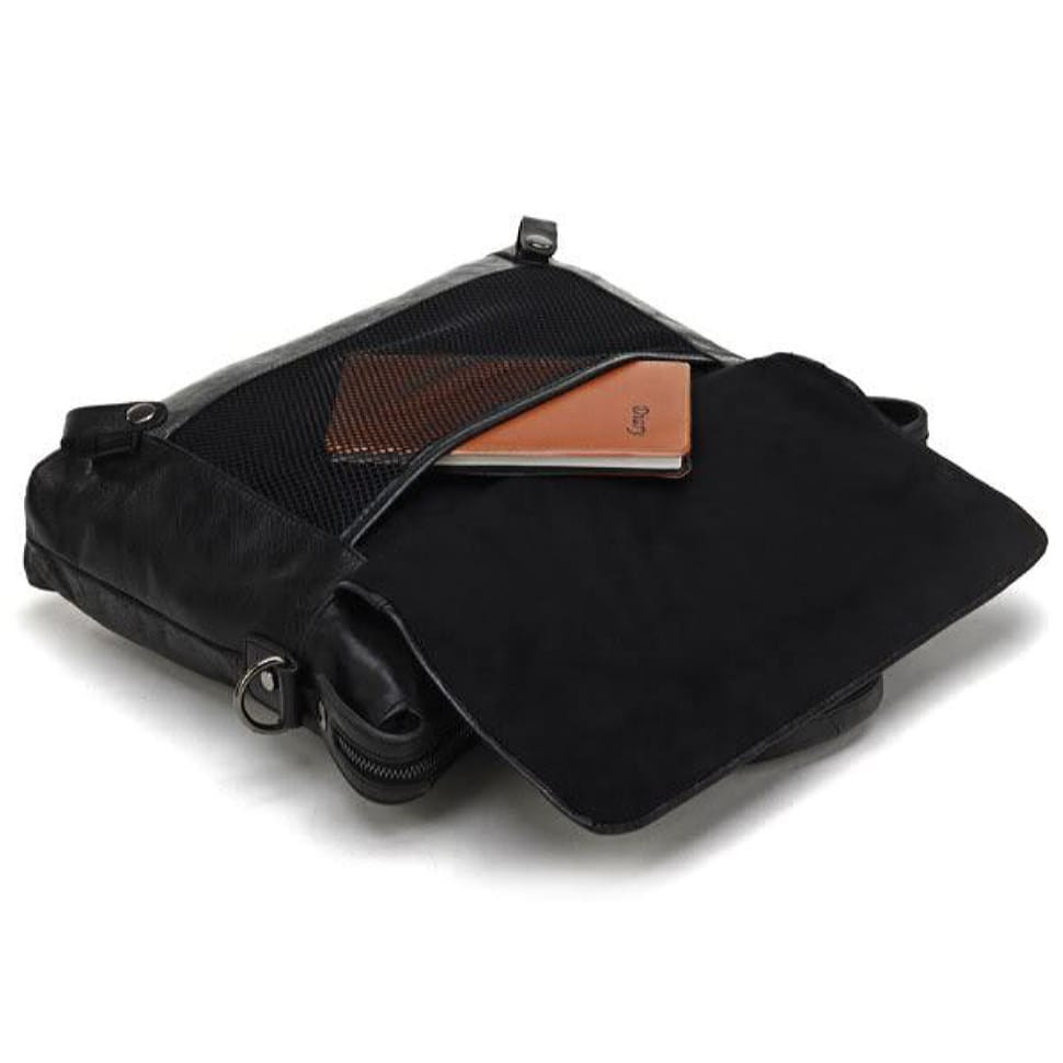 Шкіряна натуральна сумка на кожен день, чорна 7120A