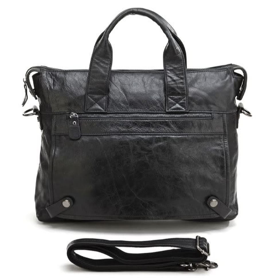 Шкіряна натуральна сумка на кожен день, чорна 7120A