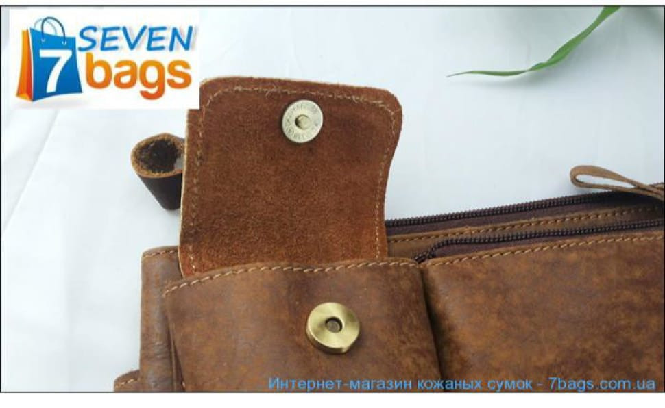 Акуратна шкіряна сумка на пояс, коньячний