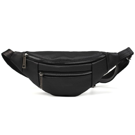 Шкіряна бананка на два відділення з передньою кишенею TARWA FA-8040-3md чорний флотар