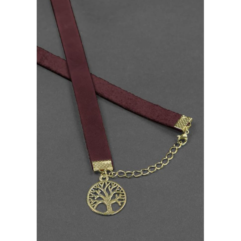 Жіночий шкіряний браслет - бордовий стрічка Crazy Horse