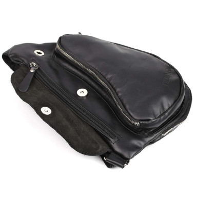 Leather sling backpack TIDING tid3026GA black nappa