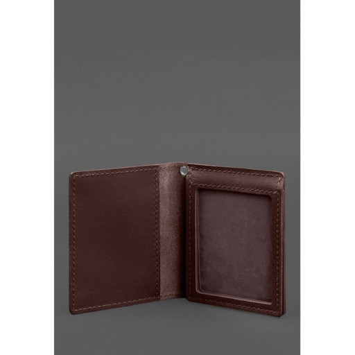 Шкіряна обкладинка для посвідчення офіцера ДПСУ (три кишені) бордова