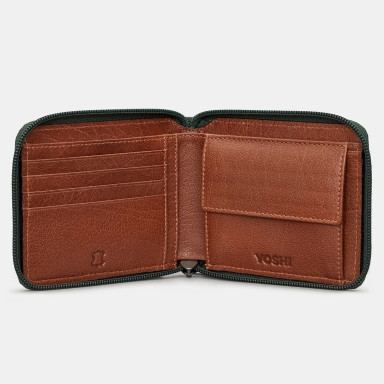 Чоловічий шкіряний гаманець Yoshi Y2046 17 (Green/Brown)