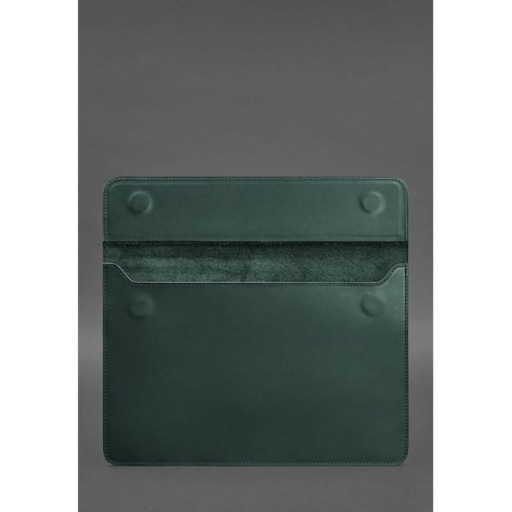 Шкіряний чохол-конверт на магнітах для MacBook 13 Зелений Crazy Horse