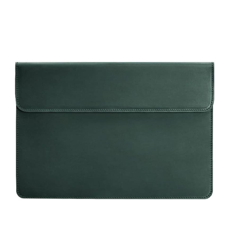 Шкіряний чохол-конверт на магнітах для MacBook 13 Зелений Crazy Horse