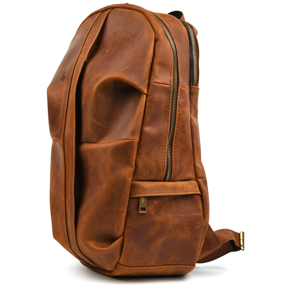 Men's leather city backpack red Crazy Horse RB-7340-3md TARWA