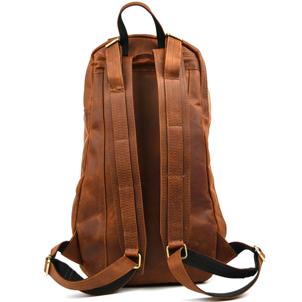 Men's leather city backpack red Crazy Horse RB-7340-3md TARWA